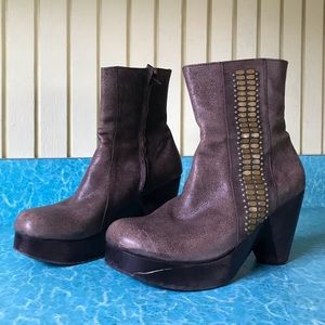 Calleen cordero brown leather studded heel boots
